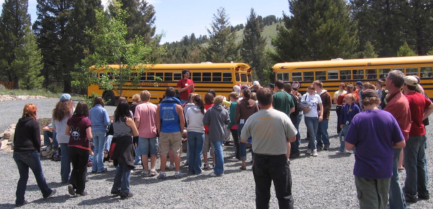 touring students returning to their bus